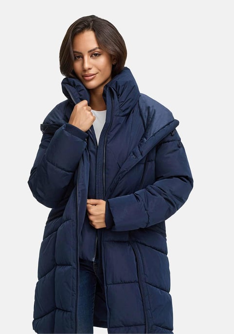 Abrigo acolchado de mujer Marikoo Virenaa con diseño de capas y forro polar - Image 6