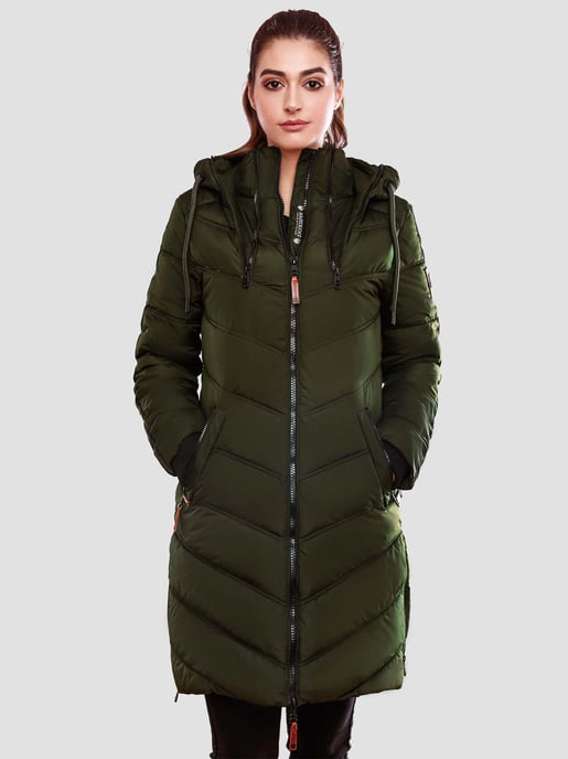 Marikoo abrigo acolchado invierno mujer – Armasa largo con capucha y forro de borreguillo - Image 2