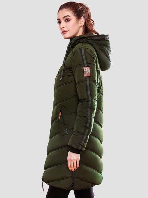 Marikoo abrigo acolchado invierno mujer – Armasa largo con capucha y forro de borreguillo - Image 4