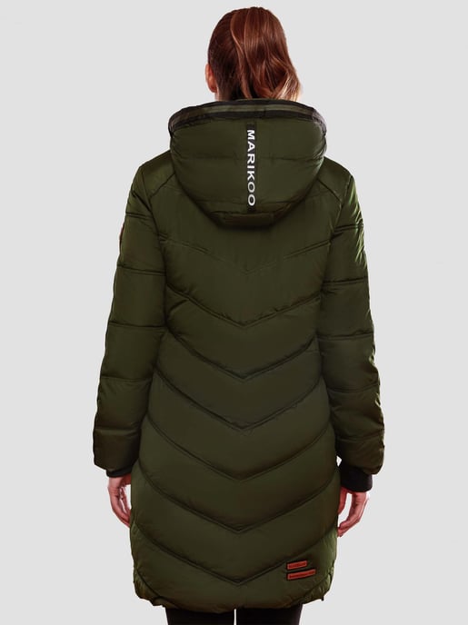 Marikoo abrigo acolchado invierno mujer – Armasa largo con capucha y forro de borreguillo - Image 5