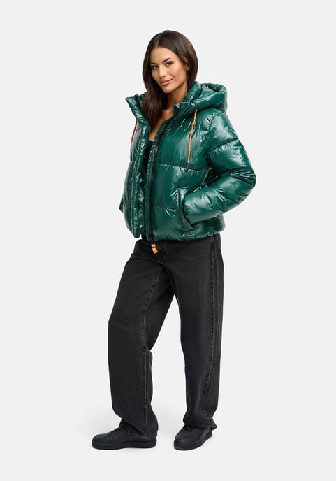 Chaqueta acolchada de invierno Marikoo Skyraa para mujer con capucha y diseño brillante - Image 6
