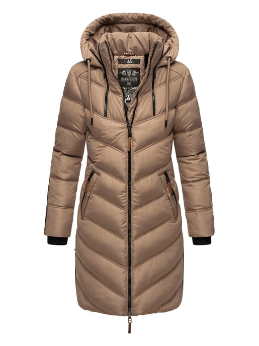Marikoo abrigo acolchado invierno mujer – Armasa largo con capucha y forro de borreguillo - Image 1