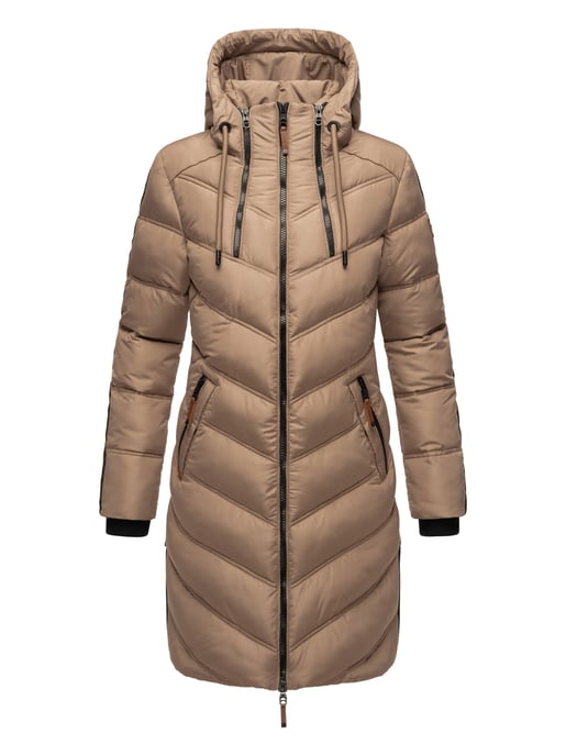 Marikoo abrigo acolchado invierno mujer – Armasa largo con capucha y forro de borreguillo - Image 2