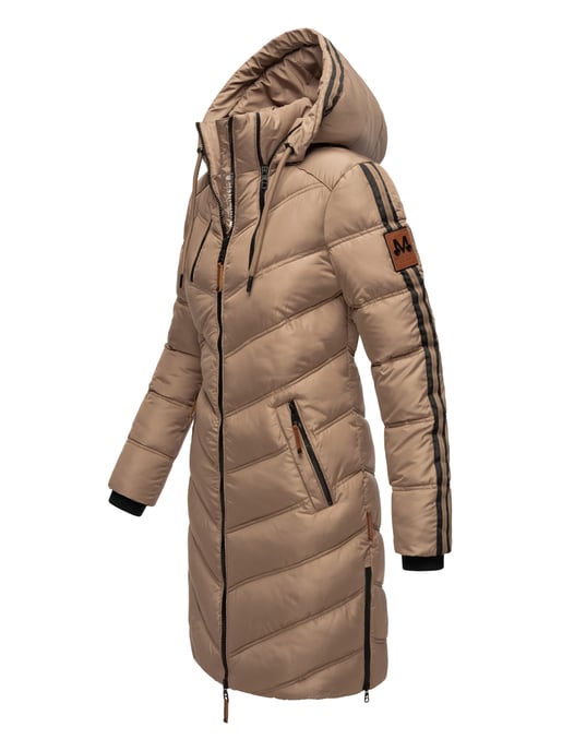 Marikoo abrigo acolchado invierno mujer – Armasa largo con capucha y forro de borreguillo - Image 3