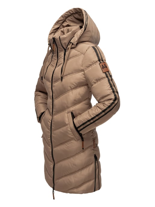Marikoo abrigo acolchado invierno mujer – Armasa largo con capucha y forro de borreguillo - Image 4