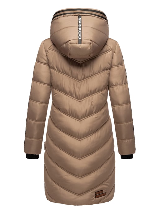 Marikoo abrigo acolchado invierno mujer – Armasa largo con capucha y forro de borreguillo - Image 5