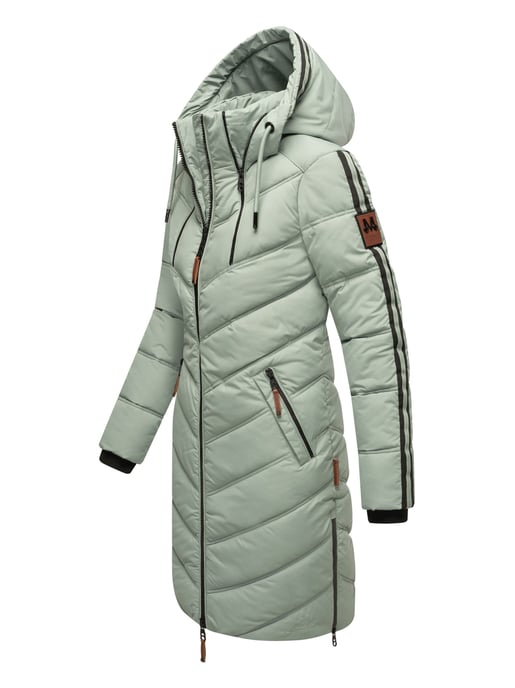 Marikoo abrigo acolchado invierno mujer – Armasa largo con capucha y forro de borreguillo - Image 3