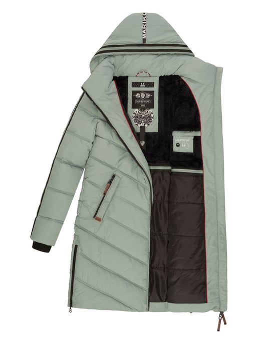 Marikoo abrigo acolchado invierno mujer – Armasa largo con capucha y forro de borreguillo - Image 5