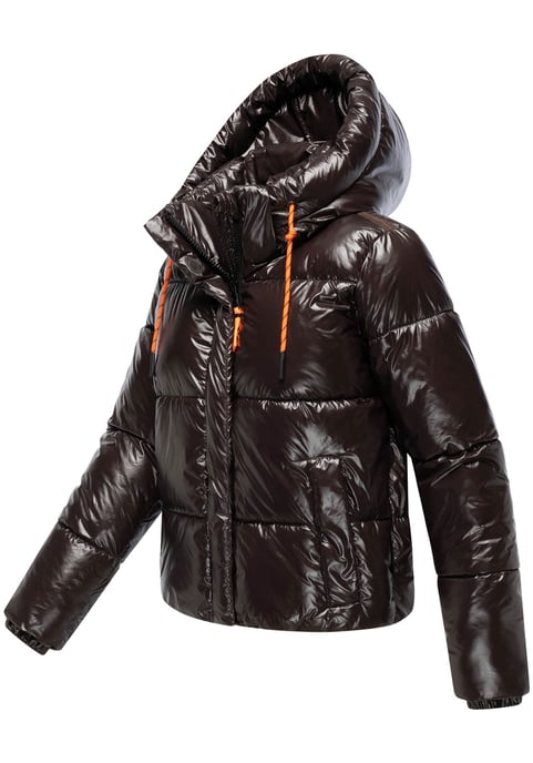 Chaqueta acolchada de invierno Marikoo Skyraa para mujer con capucha y diseño brillante - Image 3