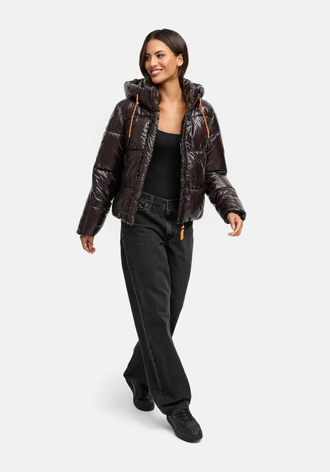 Chaqueta acolchada de invierno Marikoo Skyraa para mujer con capucha y diseño brillante - Image 5