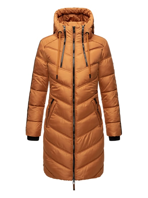 Marikoo abrigo acolchado invierno mujer – Armasa largo con capucha y forro de borreguillo - Image 2