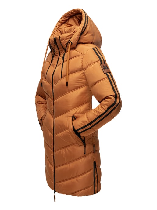 Marikoo abrigo acolchado invierno mujer – Armasa largo con capucha y forro de borreguillo - Image 4