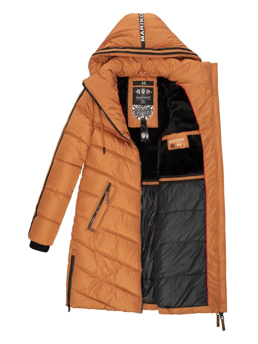 Marikoo abrigo acolchado invierno mujer – Armasa largo con capucha y forro de borreguillo - Image 6