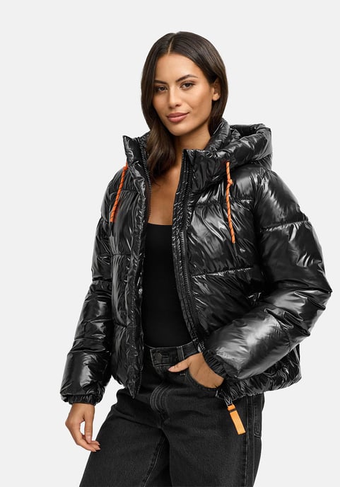 Chaqueta acolchada de invierno Marikoo Skyraa para mujer con capucha y diseño brillante - Image 6