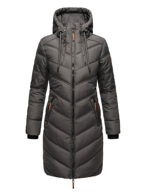 Marikoo abrigo acolchado invierno mujer – Armasa largo con capucha y forro de borreguillo - Image 2