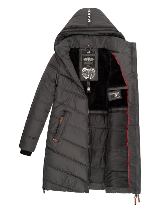 Marikoo abrigo acolchado invierno mujer – Armasa largo con capucha y forro de borreguillo - Image 6