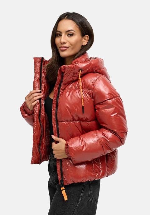 Chaqueta acolchada de invierno Marikoo Skyraa para mujer con capucha y diseño brillante - Image 5