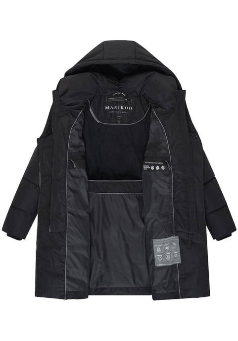 Abrigo acolchado de mujer Marikoo Virenaa con diseño de capas y forro polar - Image 4