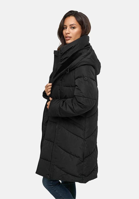 Abrigo acolchado de mujer Marikoo Virenaa con diseño de capas y forro polar - Image 6