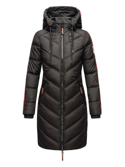 Marikoo abrigo acolchado invierno mujer – Armasa largo con capucha y forro de borreguillo - Image 2