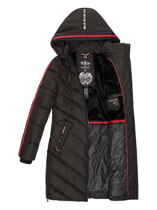 Marikoo abrigo acolchado invierno mujer – Armasa largo con capucha y forro de borreguillo - Image 4