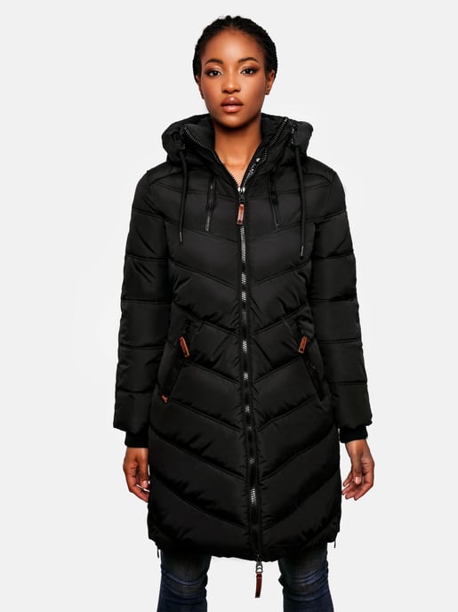 Marikoo abrigo acolchado invierno mujer – Armasa largo con capucha y forro de borreguillo - Image 6