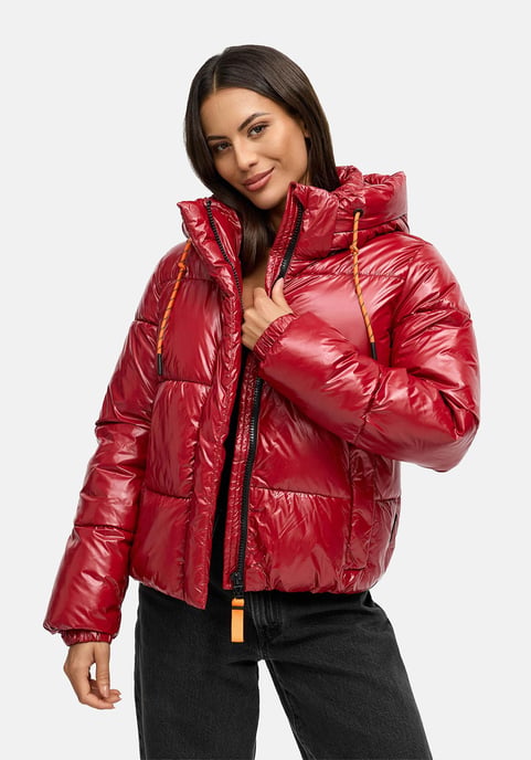 Chaqueta acolchada de invierno Marikoo Skyraa para mujer con capucha y diseño brillante - Image 5