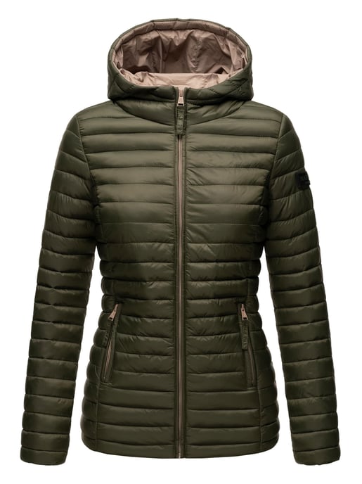 Marikoo chaqueta acolchada mujer – Asraa ligera con capucha y forro en contraste - Image 2