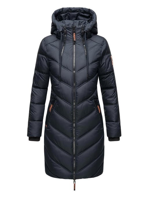 Marikoo abrigo acolchado invierno mujer – Armasa largo con capucha y forro de borreguillo - Image 2