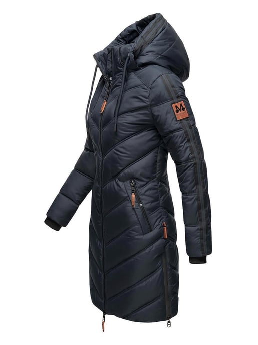 Marikoo abrigo acolchado invierno mujer – Armasa largo con capucha y forro de borreguillo - Image 3