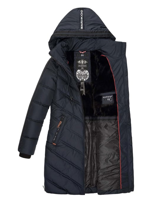 Marikoo abrigo acolchado invierno mujer – Armasa largo con capucha y forro de borreguillo - Image 4