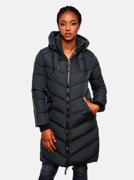Marikoo abrigo acolchado invierno mujer – Armasa largo con capucha y forro de borreguillo - Image 6