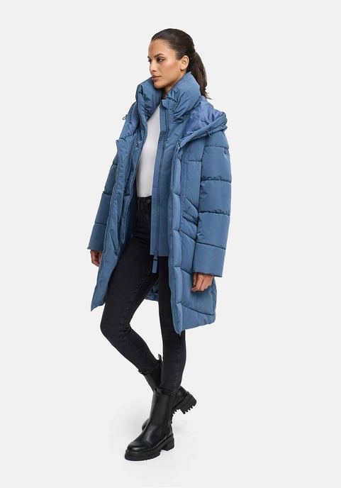 Abrigo acolchado de mujer Marikoo Virenaa con diseño de capas y forro polar - Image 5