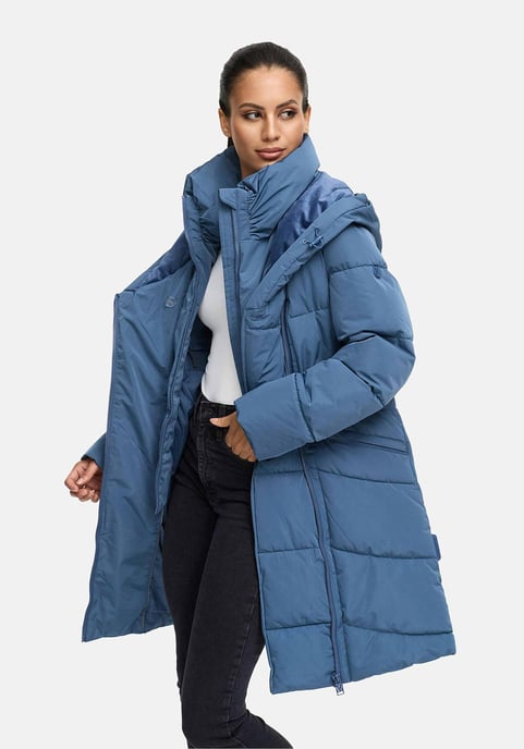 Abrigo acolchado de mujer Marikoo Virenaa con diseño de capas y forro polar - Image 6