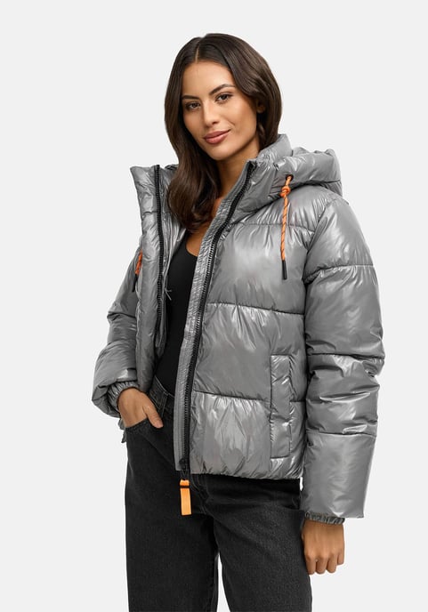 Chaqueta acolchada de invierno Marikoo Skyraa para mujer con capucha y diseño brillante - Image 6
