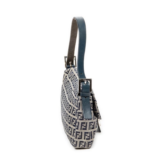 Fendi Baguette en Beige/Azul marino Lienzo - Image 4