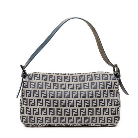 Fendi Baguette en Beige/Azul marino Lienzo - Image 5