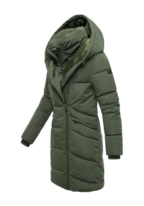 Abrigo acolchado de mujer Marikoo Virenaa con diseño de capas y forro polar - Image 2