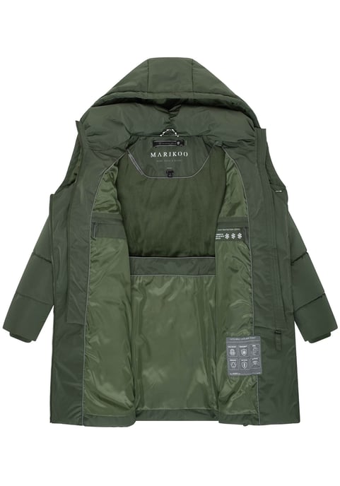 Abrigo acolchado de mujer Marikoo Virenaa con diseño de capas y forro polar - Image 4