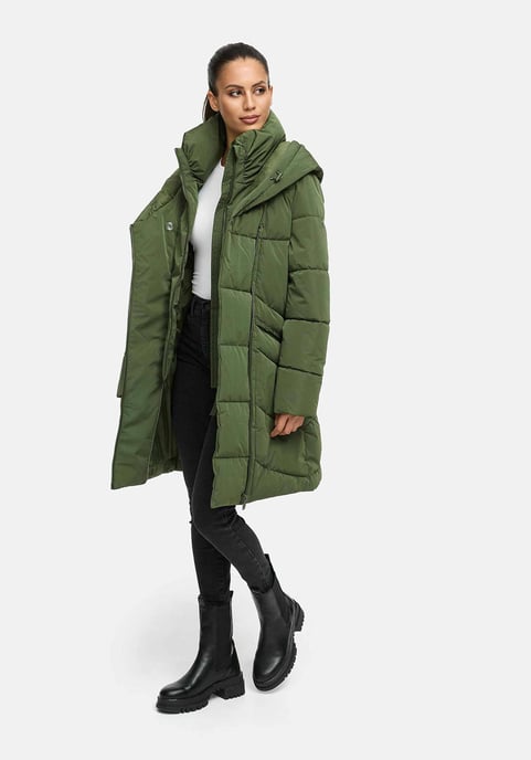 Abrigo acolchado de mujer Marikoo Virenaa con diseño de capas y forro polar - Image 5