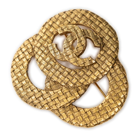 Chanel CC Woven Brooch en Oro Acero inoxidable sin níquel - Image 1