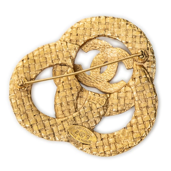 Chanel CC Woven Brooch en Oro Acero inoxidable sin níquel - Image 2
