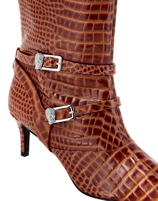 Low-Heel Strapped High Boots Cocco Print - Image 3