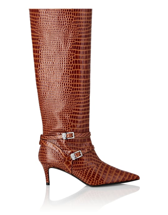 Low-Heel Strapped High Boots Cocco Print - Image 4