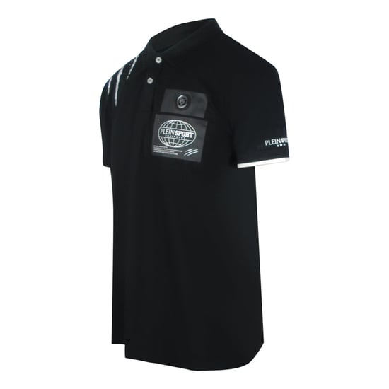 Polo Negro Con Hombros Rayados De Plein Sport - Image 2