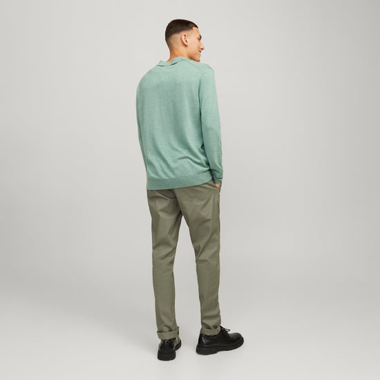 Jack & Jones Jersey Cigor Lino Cuello Dividido Verde - Image 3