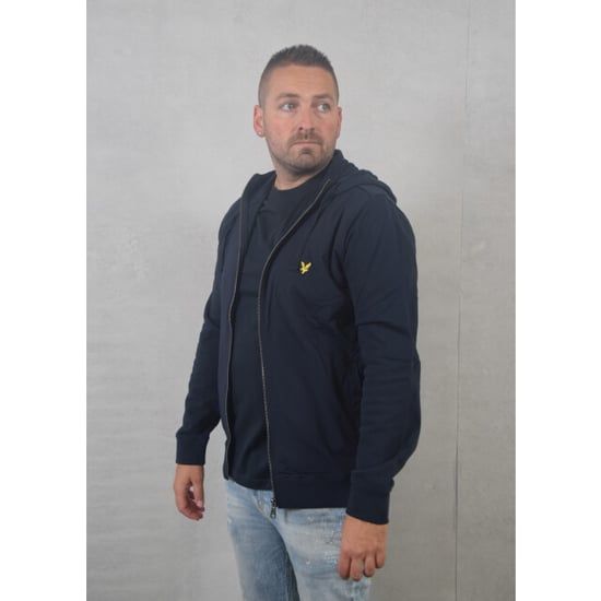 Lyle & Scott Hybrid sudadera con capucha azul marino oscuro con cremallera - Image 6