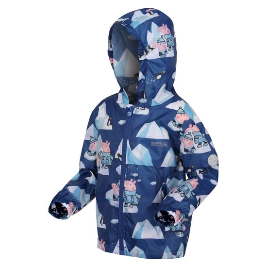 Regatta Childrens/Kids Penguin Peppa Pig Packaway Waterproof Jacket (Space Blue/Arctic Blue) - Image 3