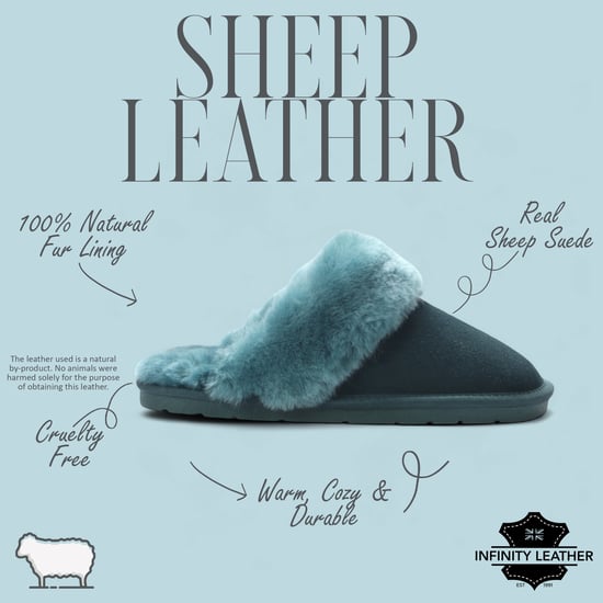 Pantuflas de invierno para mujer de piel de oveja auténtica de ante verde - Luna - Image 2