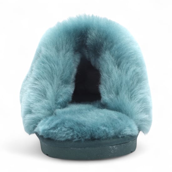 Pantuflas de invierno para mujer de piel de oveja auténtica de ante verde - Luna - Image 5